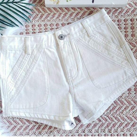 FREE PEOPLE Sweet Surrender high rise denim jeans shorts optic white Size 24 NEW - Picture 2 of 7